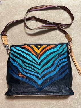 Consuela Teal, Blue & Orange Embroidered Crossbody Bag